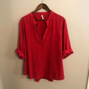 Hot Pink/Red Roll Cuff Top Plus Size 2X